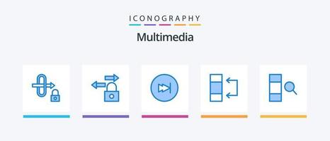 multimedia blauw 5 icoon pak inclusief . zoeken. naar voren. gegevens. tafel. creatief pictogrammen ontwerp vector