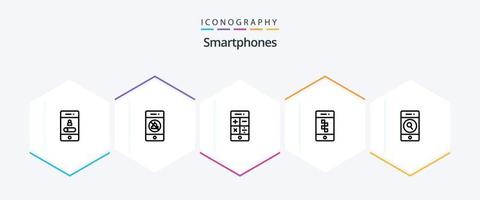 smartphones 25 lijn icoon pak inclusief mensen. smartphone. technologie. communicatie. technologie vector