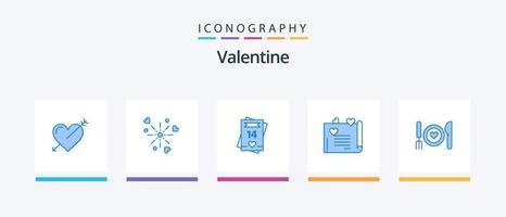 Valentijn blauw 5 icoon pak inclusief liefde. bruiloft kaart. liefde. liefde brief. liefde. creatief pictogrammen ontwerp vector