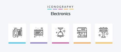 elektronica lijn 5 icoon pak inclusief . systeem. telefoon. huis. synthesizer. creatief pictogrammen ontwerp vector