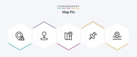 kaart pin 25 lijn icoon pak inclusief . pin. . manier vector