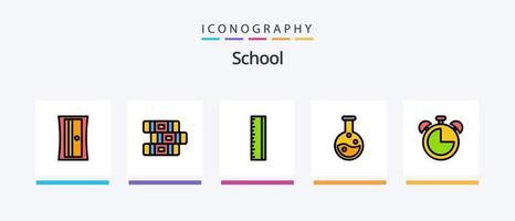 school- lijn gevulde 5 icoon pak inclusief . bal. medaille. creatief pictogrammen ontwerp vector