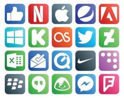 20 sociaal media icoon pak inclusief hangouts codemuur twitter Nike postvak IN vector