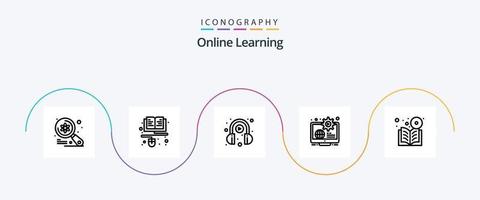 online aan het leren lijn 5 icoon pak inclusief leren. inhoud. online. bedrijf. Speel vector