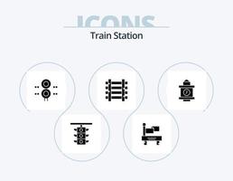 trein station glyph icoon pak 5 icoon ontwerp. trein. trein. teken. station. vervoer vector