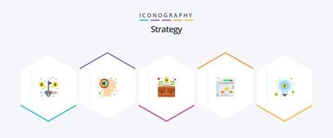 strategie 25 vlak icoon pak inclusief geld. strategie. bedrijf. planning. vector