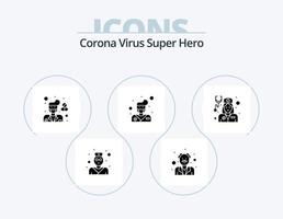 corona virus super held glyph icoon pak 5 icoon ontwerp. arts. arts. mannetje. dokter. mannetje vector