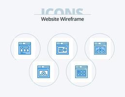 website wireframe blauw icoon pak 5 icoon ontwerp. bladzijde. web. zeker. seo. trefwoord vector