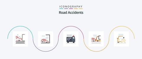 weg ongevallen vlak 5 icoon pak inclusief en. Botsing. lantarenpaal. auto. ongeluk vector