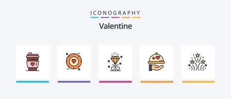 Valentijn lijn gevulde 5 icoon pak inclusief zee. liefde. boog. dag. valentijn. creatief pictogrammen ontwerp vector