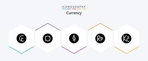 valuta 25 glyph icoon pak inclusief Indonesisch . contant geld . munteenheid. afghaan vector