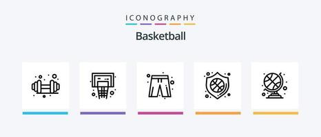 basketbal lijn 5 icoon pak inclusief trofee. prestatie. geschiktheid. sport. halter. creatief pictogrammen ontwerp vector