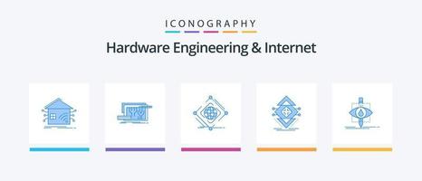 hardware bouwkunde en internet blauw 5 icoon pak inclusief infrastructuur. computergebruik. ontwerp. web. internetten. creatief pictogrammen ontwerp vector