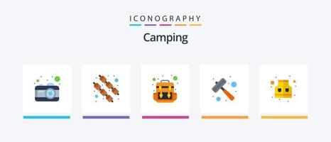camping vlak 5 icoon pak inclusief . veiligheid. reizend. leven. steak. creatief pictogrammen ontwerp vector