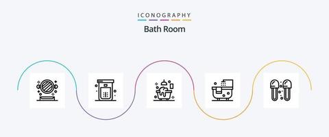 bad kamer lijn 5 icoon pak inclusief bad. schoonmaak. toilet. badkamer. douche vector