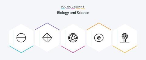 biologie 25 lijn icoon pak inclusief . laboratorium rapport. laboratorium. biologie stelling. tit vector