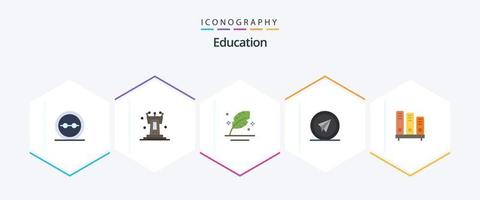 onderwijs 25 vlak icoon pak inclusief papier. vlieg. tribune. vliegtuig. schacht vector