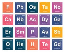 20 preiodisch tafel van de elementen icoon pak ontwerp vector