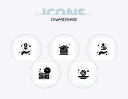 investering glyph icoon pak 5 icoon ontwerp. munten geld. investering. investering. eigendom. huis vector