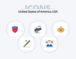 Verenigde Staten van Amerika vlak icoon pak 5 icoon ontwerp. Amerikaans. Mortier. Amerikaans. houwitser. groot geweer vector