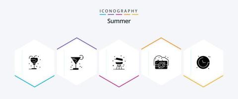 zomer 25 glyph icoon pak inclusief . plaats. zomer. richting. fotografie vector