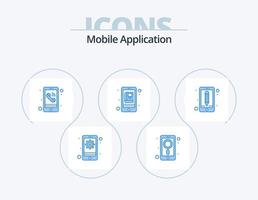 mobiel toepassing blauw icoon pak 5 icoon ontwerp. Bewerk. mobiel. app. bibliotheek. app vector