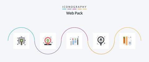 web pak vlak 5 icoon pak inclusief potlood. muis. bladzijde. tekening. Vermelding vector