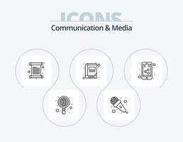 communicatie en media lijn icoon pak 5 icoon ontwerp. video. toren. communicatie. station. antenne vector