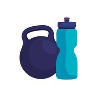 fles water plastic met geïsoleerde halter pictogram vector