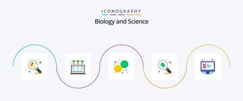 biologie vlak 5 icoon pak inclusief dna. Onderzoek. biologie. micro-organisme. bacterie vector