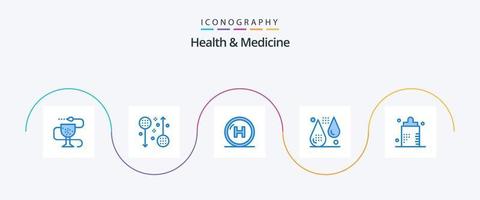 Gezondheid en geneeskunde blauw 5 icoon pak inclusief druppels. bloed. Gezondheid. lijn. Gezondheid vector