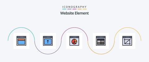 website element lijn gevulde vlak 5 icoon pak inclusief website. indeling. website. koppel. website vector