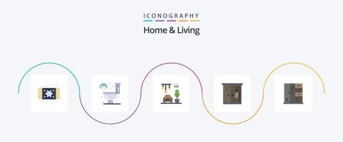 huis en leven vlak 5 icoon pak inclusief . kastje. leven. leven. badkamer vector