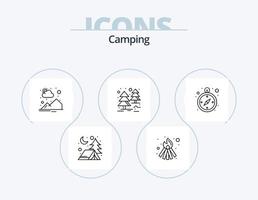 camping lijn icoon pak 5 icoon ontwerp. . . boom. aansteker. brand vector