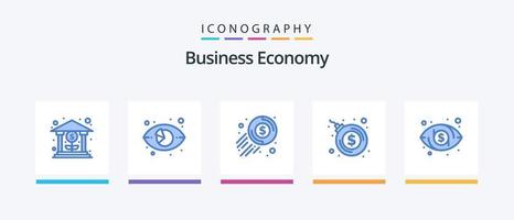 economie blauw 5 icoon pak inclusief oog. dollar. marketing. bom. munt. creatief pictogrammen ontwerp vector