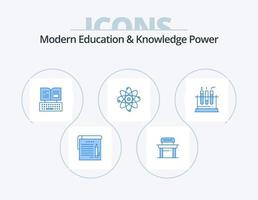 modern onderwijs en kennis macht blauw icoon pak 5 icoon ontwerp. testen. laboratorium. sleutel. molecuul. atoom vector