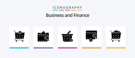 financiën glyph 5 icoon pak inclusief . winkelen. boodschappen doen kar. kopen. creatief pictogrammen ontwerp vector