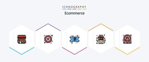 ecommerce 25 gevulde lijn icoon pak inclusief winkel. markt. e-commerce. plaats. ecommerce vector