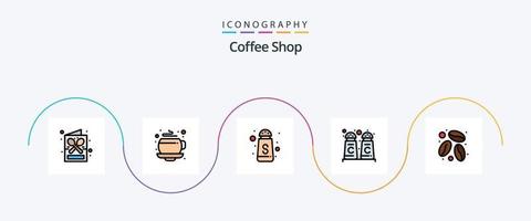 koffie winkel lijn gevulde vlak 5 icoon pak inclusief . koffie. dienen. cafeïne. kaneel koffie vector