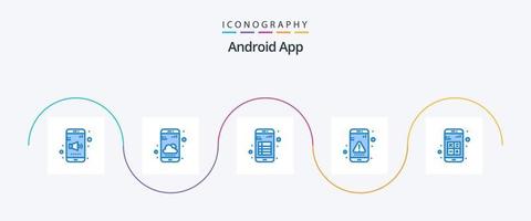 android app blauw 5 icoon pak inclusief bericht. interactie. app. fout. lezing vector