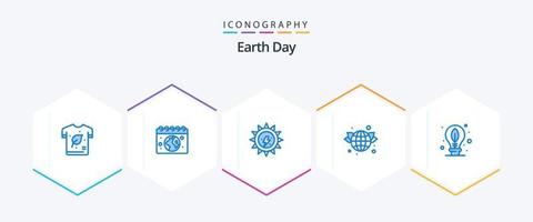 aarde dag 25 blauw icoon pak inclusief aarde. wereld. dag. wereldbol. zon vector