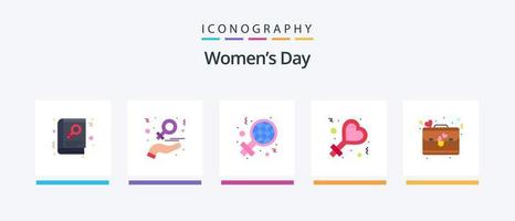 vrouwen dag vlak 5 icoon pak inclusief aktentas. vrouw. Dames. teken. teken. creatief pictogrammen ontwerp vector