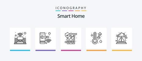 slim huis lijn 5 icoon pak inclusief netwerk. huis. keuken. controle. veiligheid. creatief pictogrammen ontwerp vector