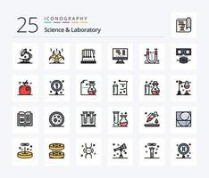 wetenschap 25 lijn gevulde icoon pak inclusief magneet. wetenschap. zwaartekracht. laboratorium. biologie vector