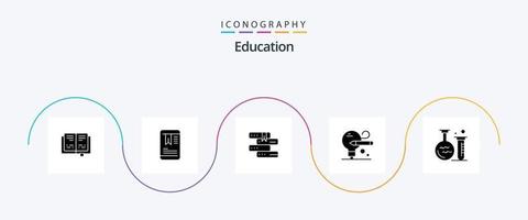 onderwijs glyph 5 icoon pak inclusief . laboratorium. bibliotheek. fles. onderwijs vector