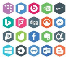 20 sociaal media icoon pak inclusief auto ramen grooveshark app netto facebook vector