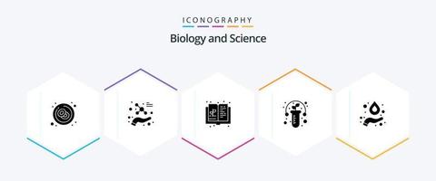 biologie 25 glyph icoon pak inclusief buis. fabriek. wetenschap. gmo. groei vector