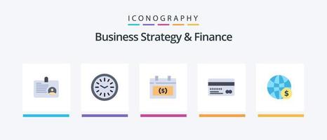 bedrijf strategie en financiën vlak 5 icoon pak inclusief wereld. rug. afspraak. credit kaart. credit. creatief pictogrammen ontwerp vector