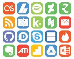 20 sociaal media icoon pak inclusief heerlijk skype kik disqus mail vector