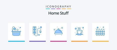 huis dingen blauw 5 icoon pak inclusief onroerend goed. drankje. gerecht. thee. koffie. creatief pictogrammen ontwerp vector